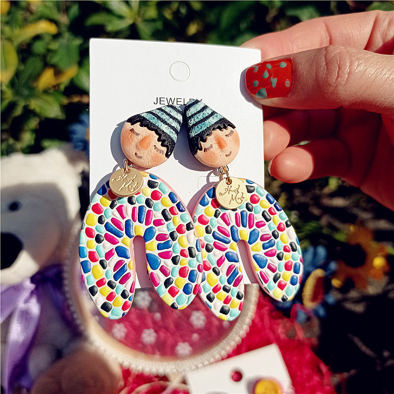Wholesale New Indian Doll Ethnic Style Funny Earrings Girl